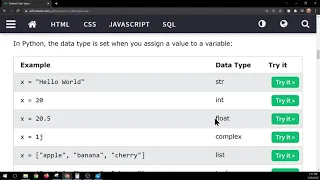 W3schools Python Data Types - Part 1
