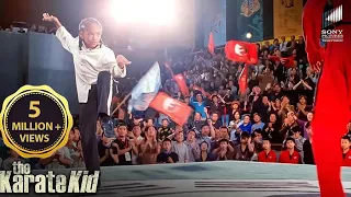dre showcases the crane kick in the championship final the final blow the karate kid