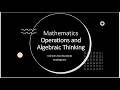Understanding Kindergarten Math Standards Operations and Algebraic Thinking