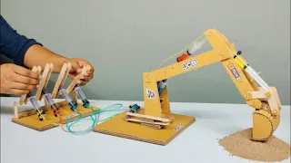 how to make hydraulic powered jcb arm from cardboard and homemade ll diy 