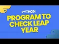 Python Program to Check Leap Year Hindi Python Tutorial