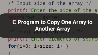 C program to copy one array to another array
