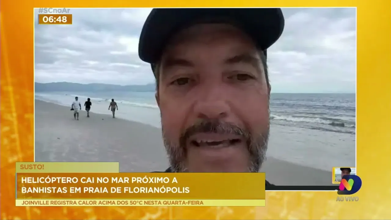 Helicóptero cai em praia de Florianópolis