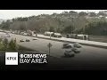 Watch Scene of overturned fuel tanker in San Jose on Highway 101