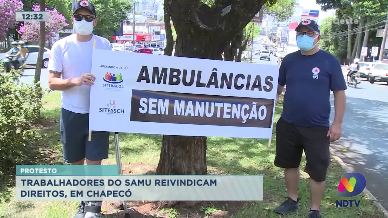 Protesto: Trabalhadores do Samu reivindicam direitos em Chapecó
