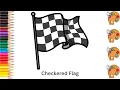 Checkered Flag - Sketch Art and Paint Step by step tutorial Pencil to Palette