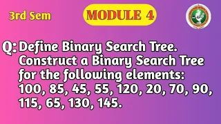 VTU DSA Module 4 Construct Binary Search Tree BST Construction Problem BCS304