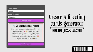 Create a Greeting Card Generator using HTML CSS Javascript Techtitive