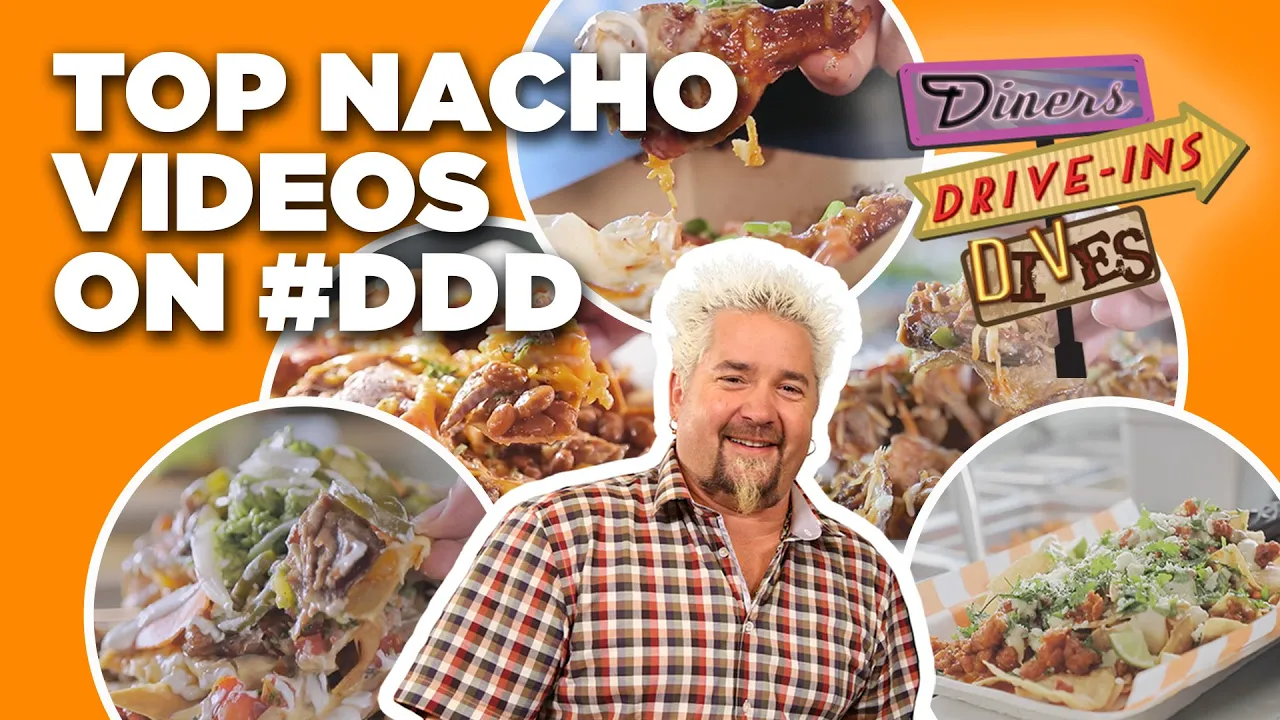 Top 5 #DDD Nacho Videos with Guy Fieri   Diners, Drive-Ins, and Dives   Food Network