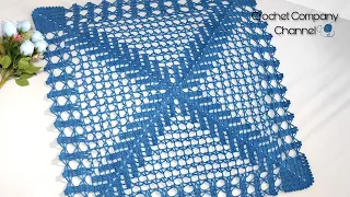 مفرش مربع كروشيه بإي مقاس Crochet Tablecloth  مفرش مربع كروشيه بإي مقاس Crochet Tablecloth