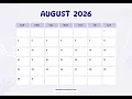August 2026 Calendar Printable A4 US Letter Portrait Landscape Free PDF August 2026