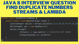 JAVA 8 INTERVIEW QUESTION FIND DUPLICATE INTEGERS LIST IN JAVA USING STREAM FUNCTIONS InterviewDOT