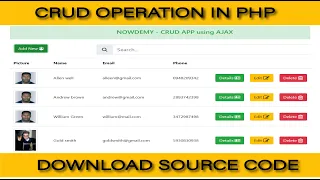 CRUD Operation in PHP mySQL Create read update delete in Php mysql PHP CRUD Operation source code