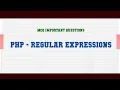 PHP - Regular Expressions MCQ Questions