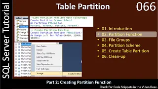 Table Partition Part 2 - Creating Partition Function SSMS TSQL Tutorial