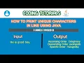 CODING SOLUTIONS JAVA PROGRAMS STRING MANIPULATIONS HOW TO PRINT UNIQUE CHARACTERS IN LINE 3 MODELS