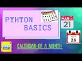 Python Basics Calendar Of A Month