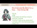 Download Lagu She Criticized My Work For a Year… Then Chose Me | 4Chan Greentext Stories