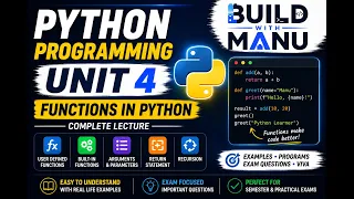 Python Unit 4 Complete Functions in Python Build With Manu