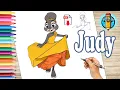 Draw and color JUDY in her dress ZOOTOPIA 2 Drawings for KIDS