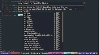 Vimscript Tutorial String append to string