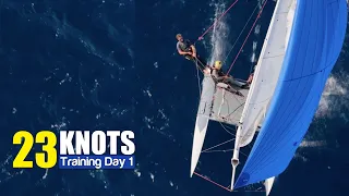 TORNADO Catamaran 23 knots - Training Day 1 Ends With a BANG