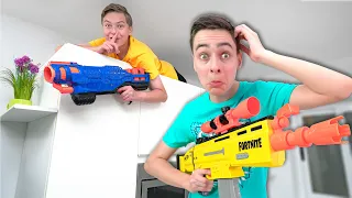 My Brother Tricked Me into Most Extreme Hide and Seek with NERF Guns