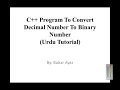 Program to convert Decimal Number To Binary Number in c Urdu tutrial