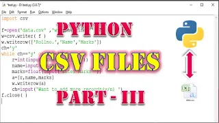 PYTHON CSV Files PART - III