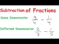 Subtraction of Fractions or