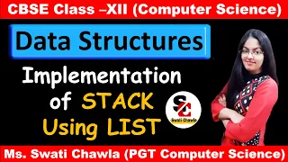 Implementation of Stack using List in Python Stack Operations using List Data Structures Class 12