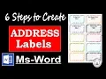 How to Create Address Labels in word Microsoft Word Tutorial
