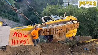 Excavator Rolls Down Hill Our HARDEST job yet