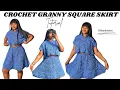 Crochet willow granny square skirt Flowy crochet skirt Mihankushea