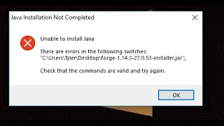 Fix to Annoying Unable to install java there are errors in the following switches Forge Problem