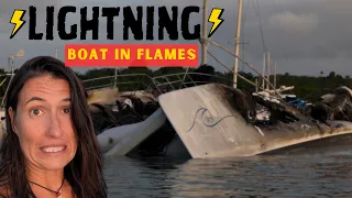 Lightning Strike in Luperón! 🔥 Catamaran Engulfed in Flames During Hurricane Erin