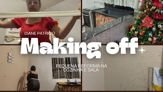 MAKING OFF DA PEQUENA REFORMA - TUOR NA MINHA SALA E COZINHA - ANTES E DEPOIS DA REFORMA