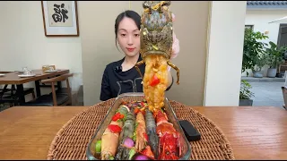 Marinated Lobster + Red Carabinero prawns + Shrimp platter| LIN VLOG먹방 #037