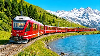 10 Hours Scenic Swiss Trains Journey! | Swiss Alps! | Bernina Express | Switzerland 🇨🇭to Italy 🇮🇹