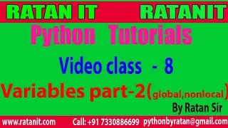 Python Tutorial Class - 8 Variables part-2 By Ratan sir