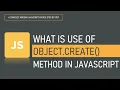 What is use of Object create Method in JavaScript