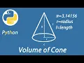 Volume of cone in python