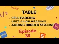 HTML TABLE CELL PADDING LEFT ALIGN HEADING ADDING BORDER SPACING in HINDI 2020