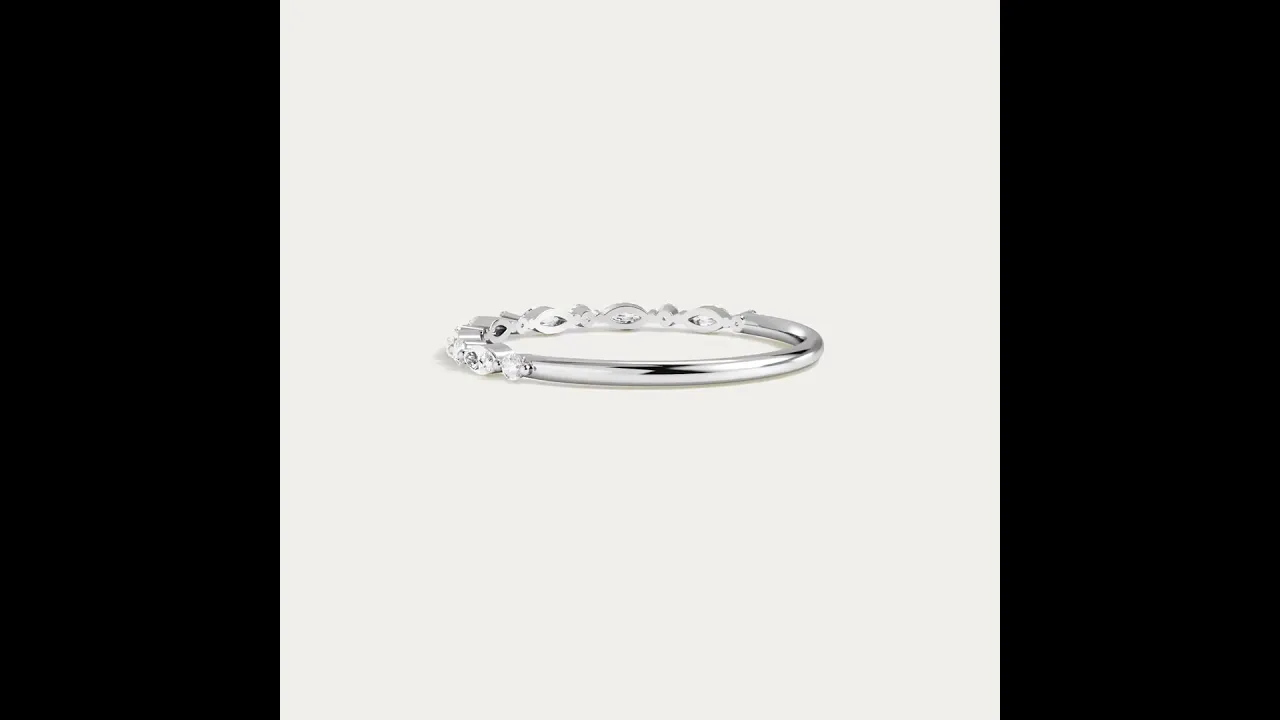 Alternating Marquise & Round Lab Diamond Half Eternity Wedding Band