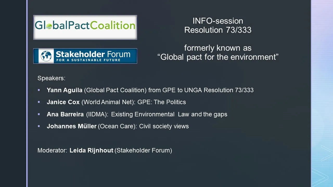 Participation of Major Groups & other Stakeholders on Global Pact for the Environment