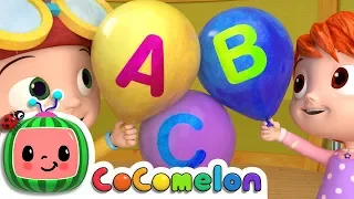 abc song with balloons cocomelon nursery rhymes u0026 kids songs