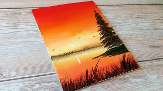 easiest way to paint a sunset easy acrylic painting ideas for beginners