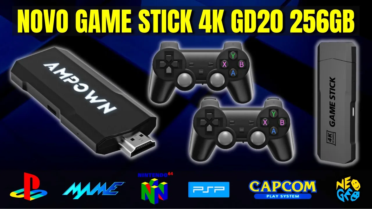 Novo Game Stick 4K GD20 da Banggood Barato com Milhares de Jogos