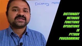 Dictionary Methods Dictionary Functions Dictionary Operations Python Programming