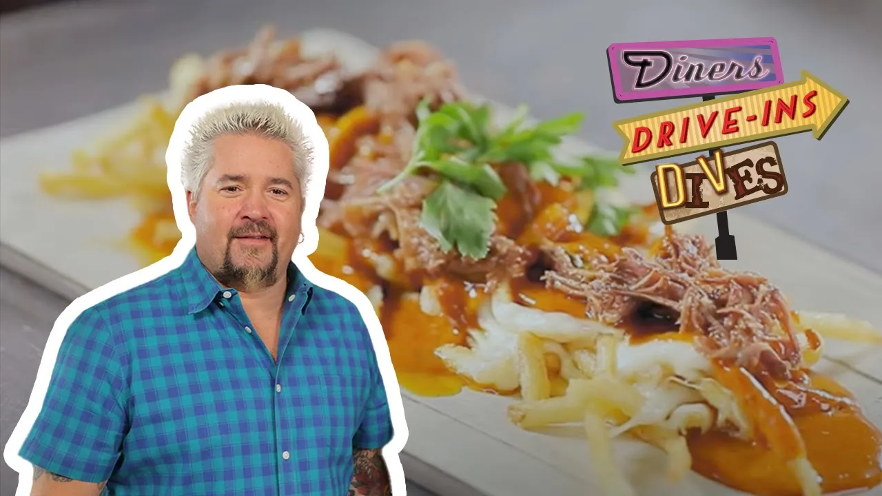 Guy Fieri Eats Bison Red Chile Fries in New Mexico   Diners, Drive-Ins and Dives   Food Network